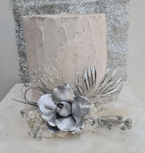 Load image into Gallery viewer, AB2117 - Silver nude everlasting flowers cake topper - engagement, wedding, birthday, event
