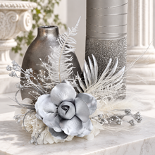 Load image into Gallery viewer, AB2117 - Silver nude everlasting flowers cake topper - engagement, wedding, birthday, event
