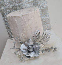Load image into Gallery viewer, AB2117 - Silver nude everlasting flowers cake topper - engagement, wedding, birthday, event
