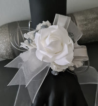 Load image into Gallery viewer, White and silver corsage &amp; buttonhole set AB2118 - School formal, prom, graduation, wedding
