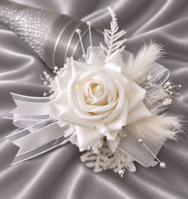 Load image into Gallery viewer, Milky White and silver corsage &amp; buttonhole set AB2119 - School formal, prom, graduation, wedding
