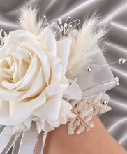 Load image into Gallery viewer, Milky White and silver corsage &amp; buttonhole set AB2119 - School formal, prom, graduation, wedding
