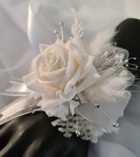 Load image into Gallery viewer, Milky White and silver corsage &amp; buttonhole set AB2119 - School formal, prom, graduation, wedding
