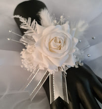 Load image into Gallery viewer, Milky White and silver corsage &amp; buttonhole set AB2119 - School formal, prom, graduation, wedding
