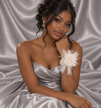 Load image into Gallery viewer, Milky White and silver corsage &amp; buttonhole set AB2119 - School formal, prom, graduation, wedding
