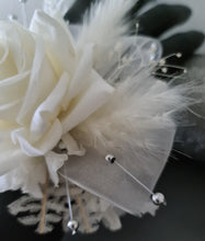 Load image into Gallery viewer, Milky White and silver corsage &amp; buttonhole set AB2119 - School formal, prom, graduation, wedding
