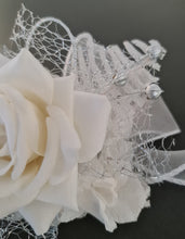 Load image into Gallery viewer, Milky White and silver corsage &amp; buttonhole set AB2120 - School formal, prom, graduation, wedding
