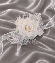 Load image into Gallery viewer, Milky White and silver corsage &amp; buttonhole set AB2120 - School formal, prom, graduation, wedding
