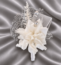 Load image into Gallery viewer, Milky White and silver corsage &amp; buttonhole set AB2120 - School formal, prom, graduation, wedding
