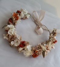 Load image into Gallery viewer, Sage, orange, neutral preserved flowers crown AB2123 – wedding, maternity photoshoot, hen’s party, event
