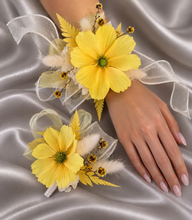 Load image into Gallery viewer, Yellow everlasting flowers corsage &amp; buttonhole AB2126 - School formal, prom, graduation

