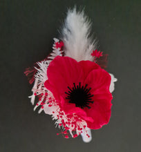 Load image into Gallery viewer, Bright red &amp; white real touch anemone flowers corsage &amp; buttonhole AB2127 - School formal, prom, graduation
