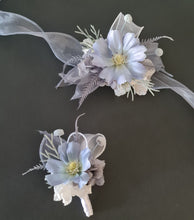 Load image into Gallery viewer, Pastel blue everlasting flowers corsage &amp; buttonhole AB2128 - School formal, prom, graduation
