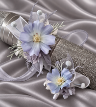 Load image into Gallery viewer, Pastel blue everlasting flowers corsage &amp; buttonhole AB2128 - School formal, prom, graduation
