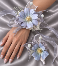Load image into Gallery viewer, Pastel blue everlasting flowers corsage &amp; buttonhole AB2128 - School formal, prom, graduation
