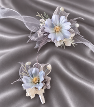 Load image into Gallery viewer, Pastel blue everlasting flowers corsage &amp; buttonhole AB2128 - School formal, prom, graduation
