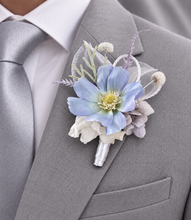 Load image into Gallery viewer, Pastel blue everlasting flowers corsage &amp; buttonhole AB2128 - School formal, prom, graduation
