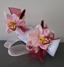 Load image into Gallery viewer, Burgundy &amp; pink orchid corsage &amp; buttonhole AB2129 - School formal, prom, graduation
