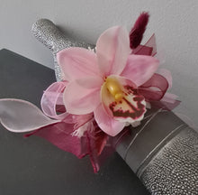 Load image into Gallery viewer, Burgundy &amp; pink orchid corsage &amp; buttonhole AB2129 - School formal, prom, graduation
