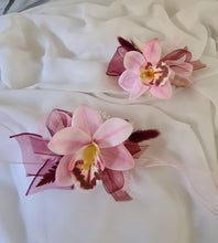 Load image into Gallery viewer, Burgundy &amp; pink orchid corsage &amp; buttonhole AB2129 - School formal, prom, graduation

