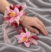 Load image into Gallery viewer, Burgundy &amp; pink orchid corsage &amp; buttonhole AB2129 - School formal, prom, graduation
