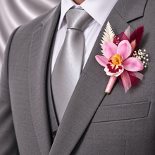 Load image into Gallery viewer, Burgundy &amp; pink orchid corsage &amp; buttonhole AB2129 - School formal, prom, graduation
