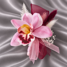 Load image into Gallery viewer, Burgundy &amp; pink orchid corsage &amp; buttonhole AB2129 - School formal, prom, graduation
