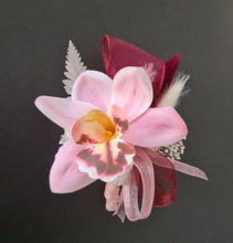Load image into Gallery viewer, Burgundy &amp; pink orchid corsage &amp; buttonhole AB2129 - School formal, prom, graduation
