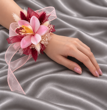Load image into Gallery viewer, Burgundy &amp; pink orchid corsage &amp; buttonhole AB2129 - School formal, prom, graduation
