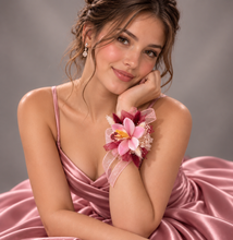 Load image into Gallery viewer, Burgundy &amp; pink orchid corsage &amp; buttonhole AB2129 - School formal, prom, graduation
