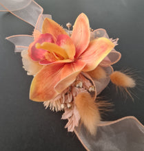 Load image into Gallery viewer, Peach &amp; orange orchid corsage &amp; buttonhole AB2130 - School formal, prom, graduation
