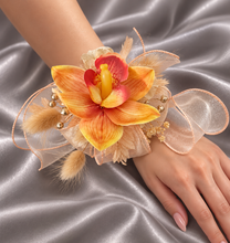 Load image into Gallery viewer, Peach &amp; orange orchid corsage &amp; buttonhole AB2130 - School formal, prom, graduation

