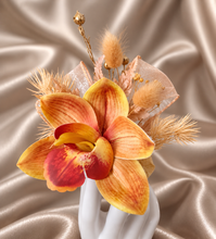 Load image into Gallery viewer, Peach &amp; orange orchid corsage &amp; buttonhole AB2130 - School formal, prom, graduation
