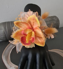 Load image into Gallery viewer, Peach &amp; orange orchid corsage &amp; buttonhole AB2130 - School formal, prom, graduation
