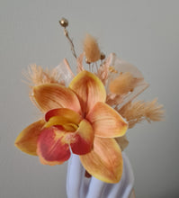 Load image into Gallery viewer, Peach &amp; orange orchid corsage &amp; buttonhole AB2130 - School formal, prom, graduation
