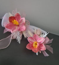 Load image into Gallery viewer, Pink &amp; white orchid corsage &amp; buttonhole AB2131 - School formal, prom, graduation

