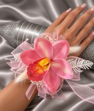 Load image into Gallery viewer, Pink &amp; white orchid corsage &amp; buttonhole AB2131 - School formal, prom, graduation
