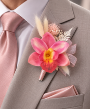 Load image into Gallery viewer, Pink &amp; white orchid corsage &amp; buttonhole AB2131 - School formal, prom, graduation
