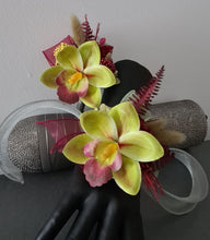 Load image into Gallery viewer, Burgundy &amp; Green orchid corsage &amp; buttonhole AB2132 - School formal, prom, graduation
