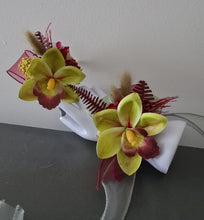 Load image into Gallery viewer, Burgundy &amp; Green orchid corsage &amp; buttonhole AB2132 - School formal, prom, graduation
