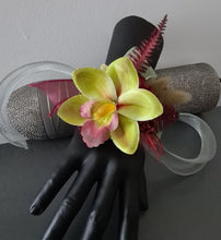 Load image into Gallery viewer, Burgundy &amp; Green orchid corsage &amp; buttonhole AB2132 - School formal, prom, graduation
