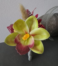 Load image into Gallery viewer, Burgundy &amp; Green orchid corsage &amp; buttonhole AB2132 - School formal, prom, graduation
