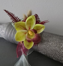 Load image into Gallery viewer, Burgundy &amp; Green orchid corsage &amp; buttonhole AB2132 - School formal, prom, graduation

