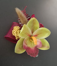 Load image into Gallery viewer, Burgundy &amp; Green orchid corsage &amp; buttonhole AB2132 - School formal, prom, graduation
