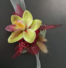 Load image into Gallery viewer, Burgundy &amp; Green orchid corsage &amp; buttonhole AB2132 - School formal, prom, graduation
