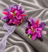 Load image into Gallery viewer, Bright pink fuchsia orchid corsage &amp; buttonhole AB2133 - School formal, prom, graduation
