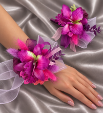 Load image into Gallery viewer, Bright pink fuchsia orchid corsage &amp; buttonhole AB2133 - School formal, prom, graduation
