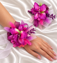Load image into Gallery viewer, Bright pink fuchsia orchid corsage &amp; buttonhole AB2133 - School formal, prom, graduation

