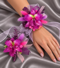 Load image into Gallery viewer, Bright pink fuchsia orchid corsage &amp; buttonhole AB2133 - School formal, prom, graduation
