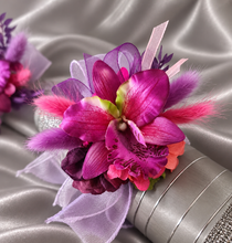 Load image into Gallery viewer, Bright pink fuchsia orchid corsage &amp; buttonhole AB2133 - School formal, prom, graduation
